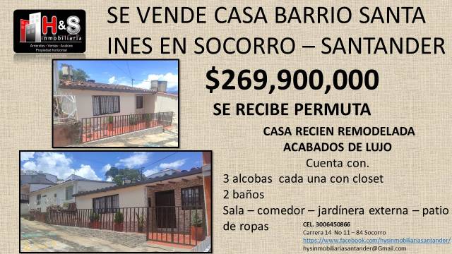 CASA DE UN NIVEL BARRIO SANTA INES