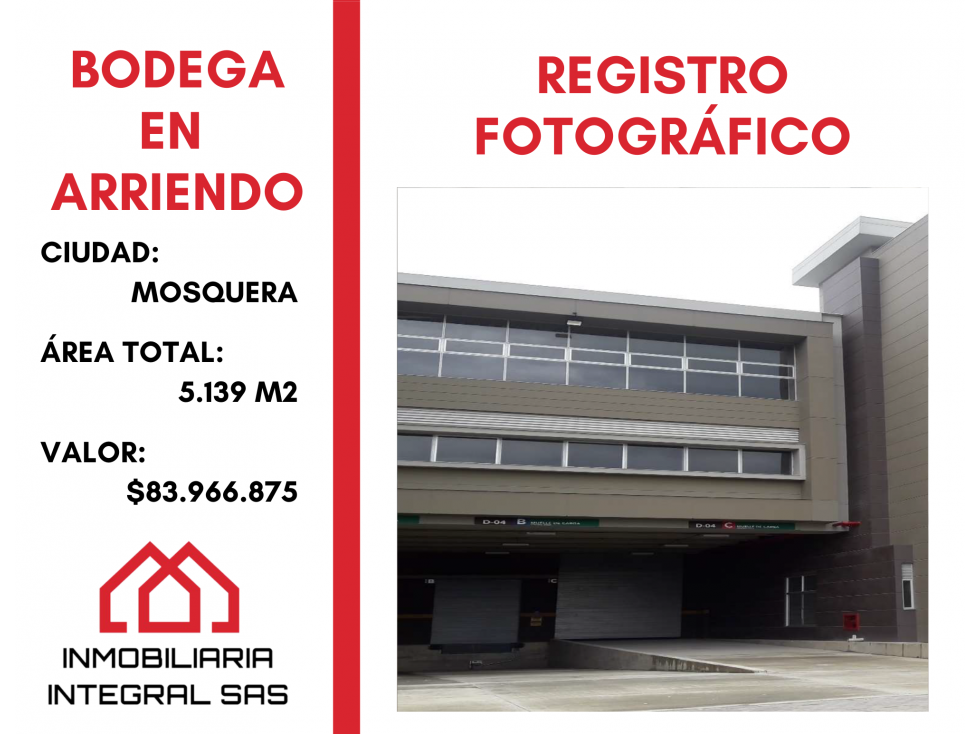 Bodega en Arriendo - Mosquera - 5.139 m2