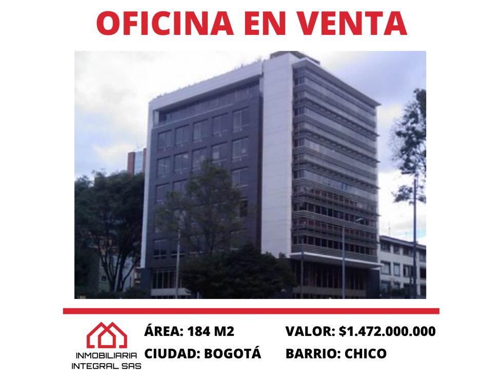 OFICINA EN VENTA - 184 M2 - $1.472.000.000 - CHICO