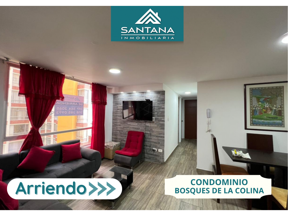 ARRIENDO APARTAMENTO AMOBLADO EN BOSQUES DE LA COLINA 1