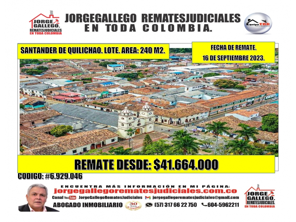 Remate. Santander de Quilichao. Lote. Are: 240 M2.