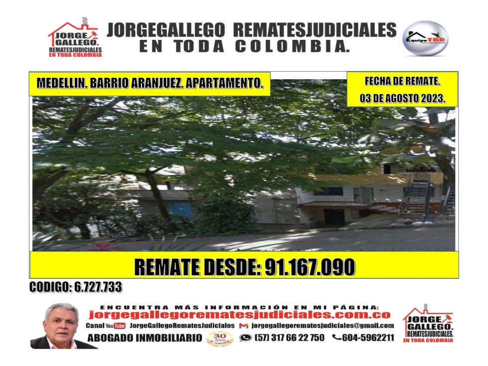 Remate. Medellin. Barrio Aranjuez. Apartamento