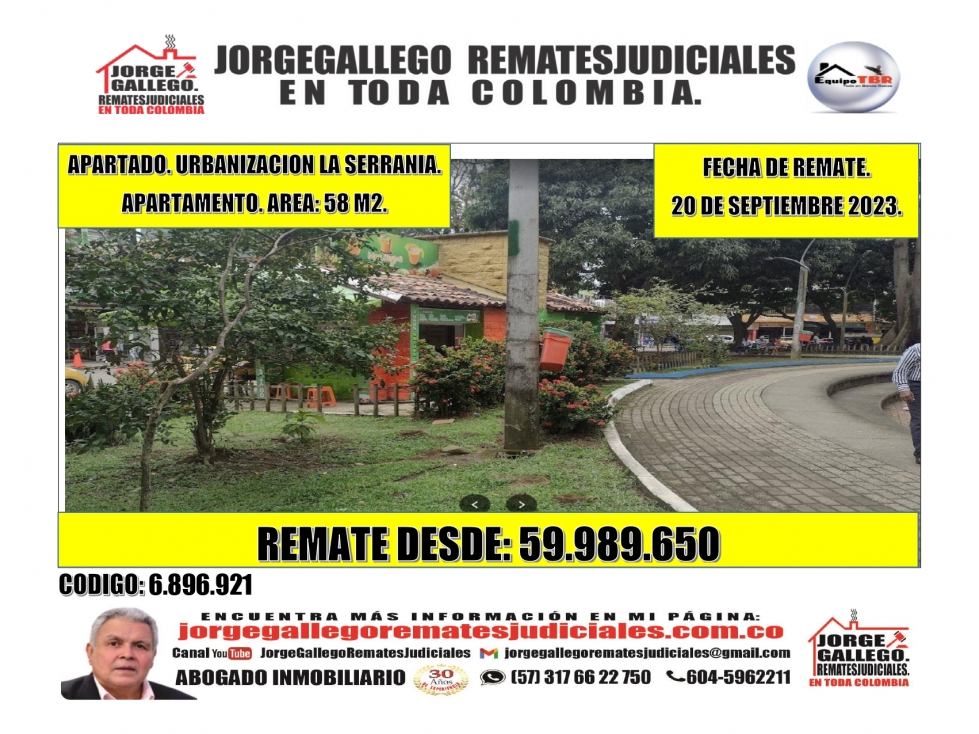 Remate. Apartado.Urnanizacion la serrania Apartamento 58M2