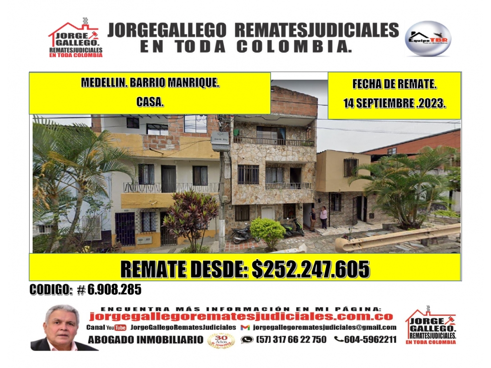 Remate. Medellin. Manrique Cental . Casa.