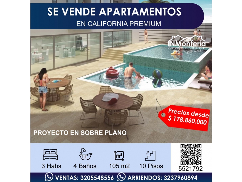 SE VENDEN APARTAMENTOS EN CALIFORNIA PREMIUM - PROYECTO EN SOBREPLANO