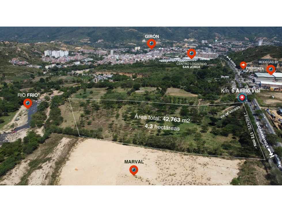 VENTA LOTE EN BUCARAMANGA - COMERCIAL E INDUSTRIAL - 4.3 HECTAREAS