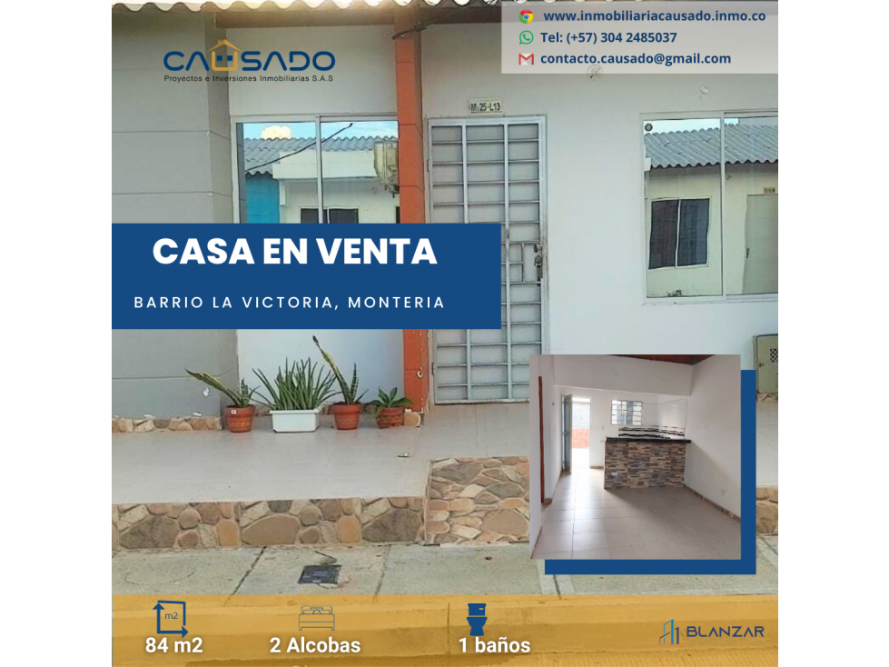 CASA EN VENTA BARRIO LA VICTORIA, MONTERIA.